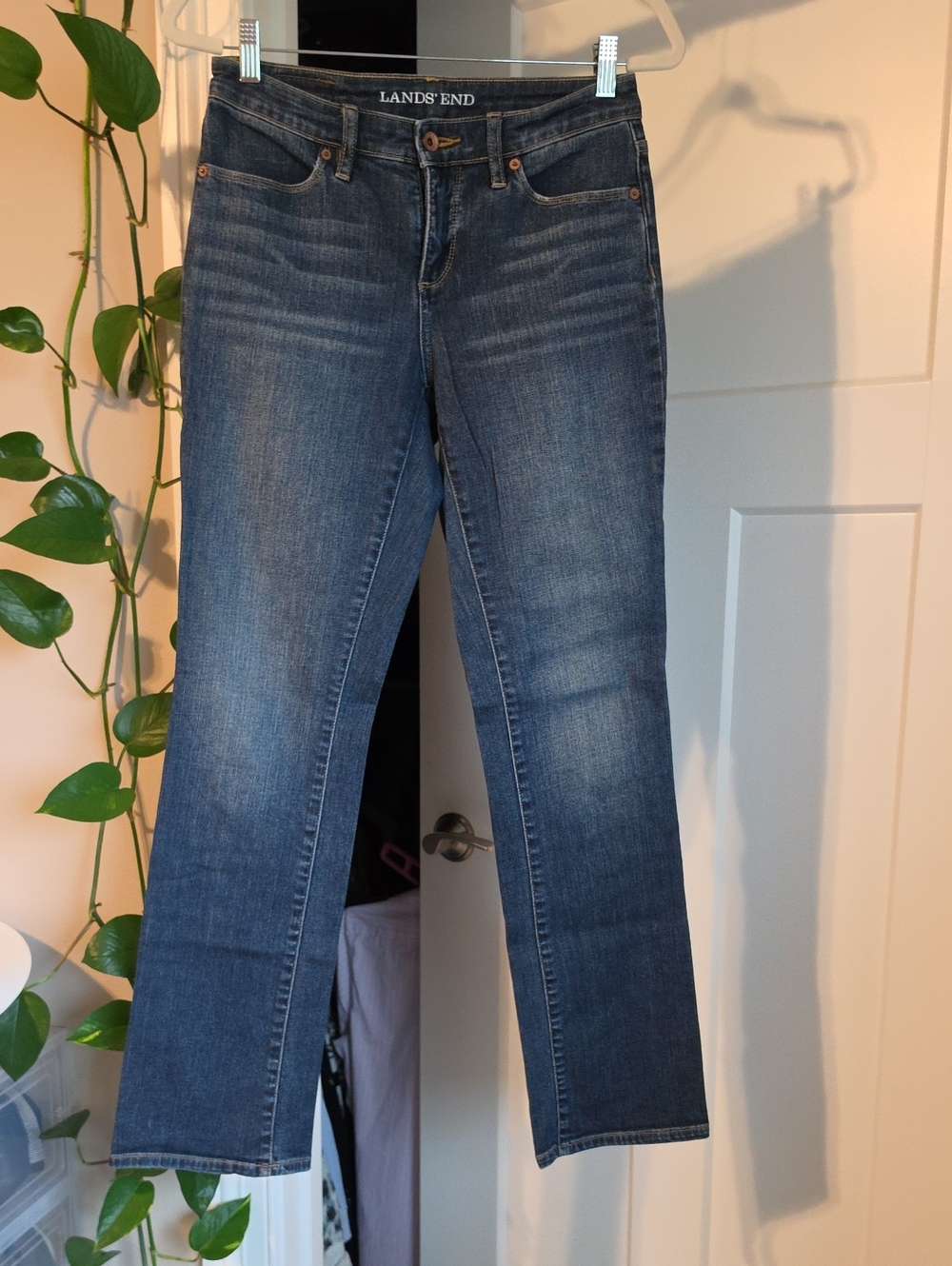 Lands' End Boot Cut Jeans in Medium Dark Blue
